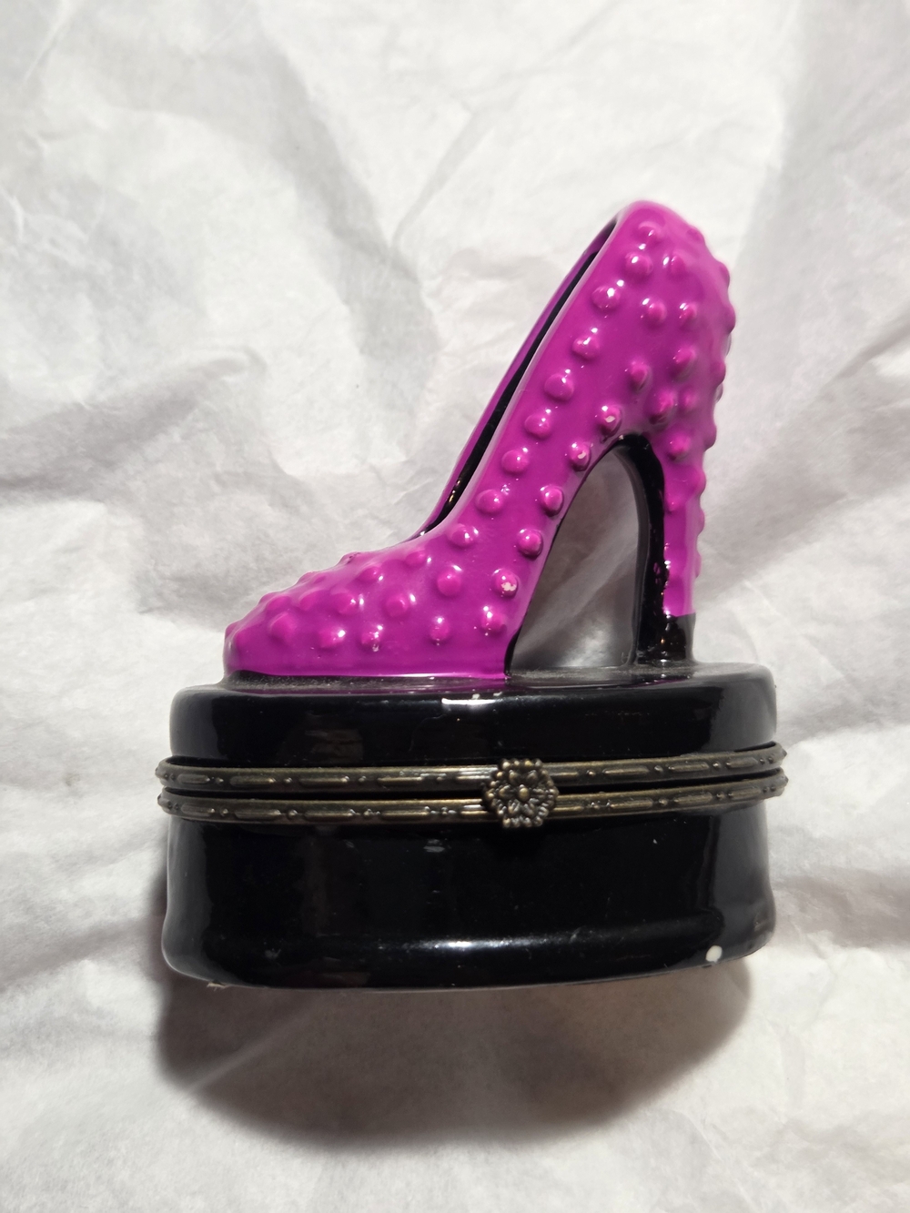 Hot Pink Studded High Heel Jewelry Box with Black Base